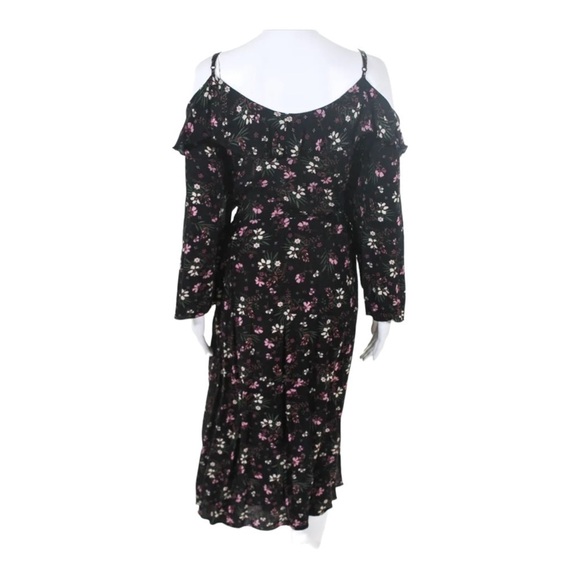 CITY CHIC Black Floral Cold Shoulder Midi Dress Size M/Size 18 Plus Size - Picture 5 of 6